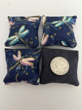 4 Dragonfly navy Back Mini cornhole, bean bags, 2" X 2"