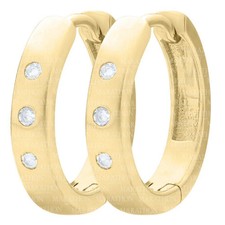 14K Yellow Gold .03tcw Diamond Huggie Earrings