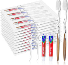 10pcs Disposable Toothbrushes with Toothpaste Floss Individually Wrapped, Dispos