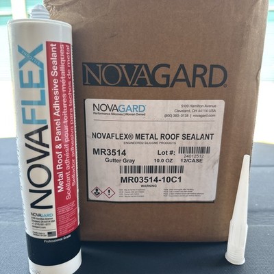 Novagard Novaflex Metal Roof & Panel Caulk Adhesive Sealant Gutter Gray MR3514