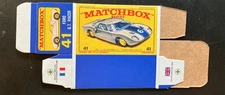 Matchbox #41 Ford G.T. Racer ‘64-‘69 Type E Repro Box 