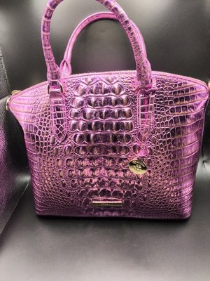 NWT Brahmin Duxbury Opera Melbourne Satchel Bright Hot Metallic Pink Purple