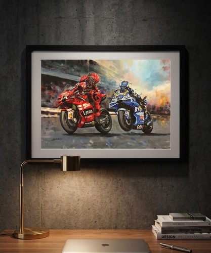 Marc Marquez & Alex Marquez Ducati MotoGP A3 Druck, Gemälde von Greg Tillett - Bild 1 von 3