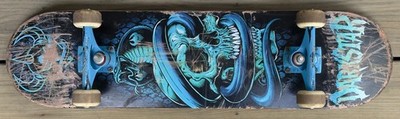 Blue Skull Snake DARKSTAR Complete Skateboard Deck Krux Trucks Creature USED 31 