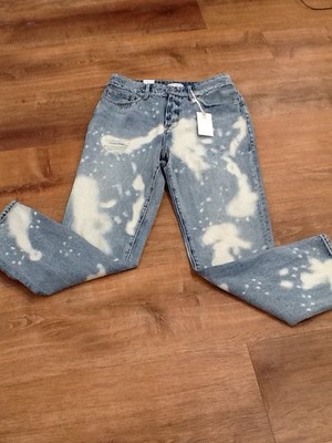 Vintage Denim Jeans Women Straight Leg W/ Bleach Splats Good American Sz 6/28