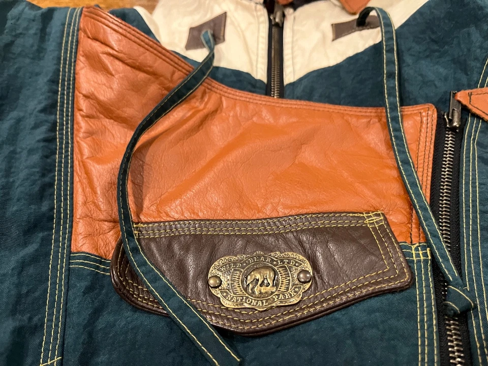 Neiman Marcus Jacket Men S 80s Colorful Leather Trim Fur Bomber Goose Down RARE - Image 2 of 4