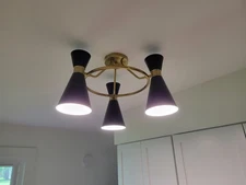 Patriot Lighting® Conrado Black and Gold 3-Light Semi-Flush Mount Ceiling Light