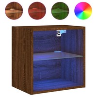 Wand-Nachttisch Mit LED Leuchten Braun Eichen-Optik