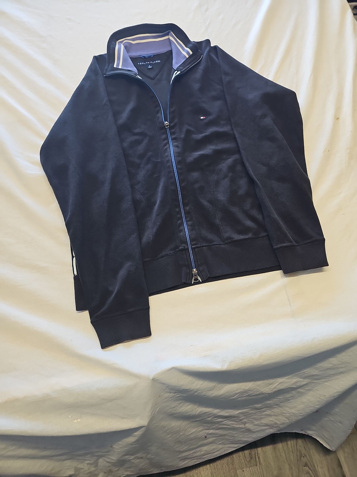 Tommy Hilfiger Navy Blue Zip-Up Track Jacket m X871 image 3