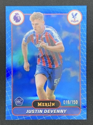 Justin Devenny 2025-26 Topps Merlin Premier League Blue Refractor RC /150 #73