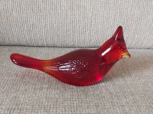 VTG Fenton  Ruby Red Art Glass Cardinal Bird Figurine