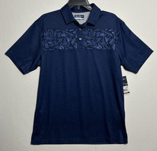 Ben Hogan Men's Performance Blue Blocked Short Sleeve Collar Polo Shirt Size S