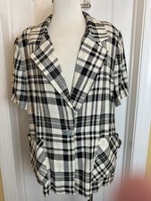 Vintage Two Twenty Plaid black-and-white oversized vintage blazer 1980s large 14