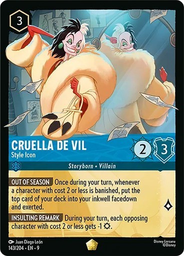 CRUELLA DE VIL - Style Icon Legendary #143/204 EN 9 Disney Lorcana FABLED - 2025