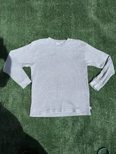 Pro Club Thermal heavyweight  Grey Long Sleeve Crew Neck T-Shirt Mens Small