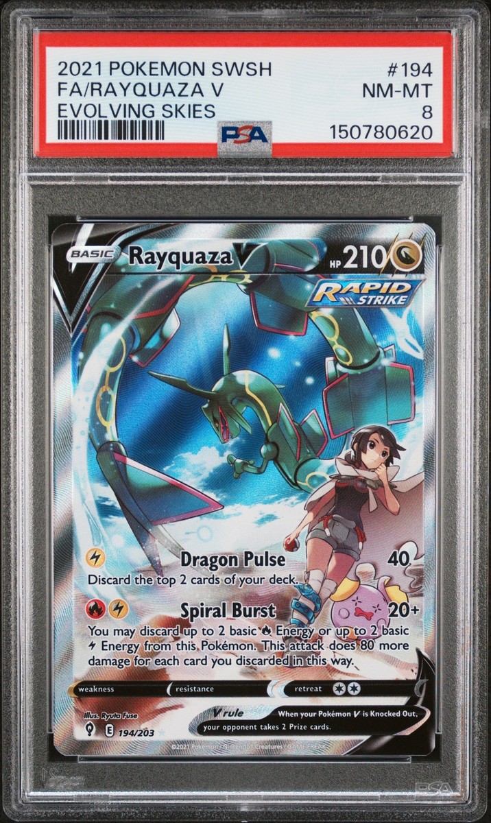 PSA 8 Rayquaza V #194 2021 Pokemon Sword & Shield Evolving Skies