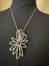 New Swarovski Big Pendant On 18” Adj. Silvertone Chain NWT