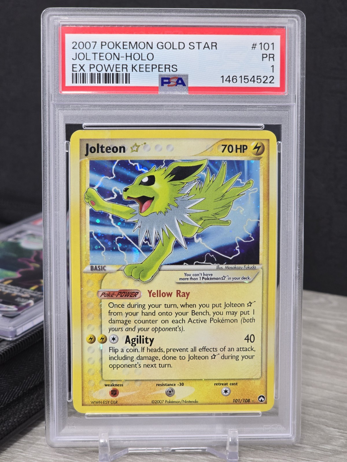 Pokemon Jolteon Gold Star EX Power Keepers Holo Rare 101/108 VERY CLEAN PSA 1