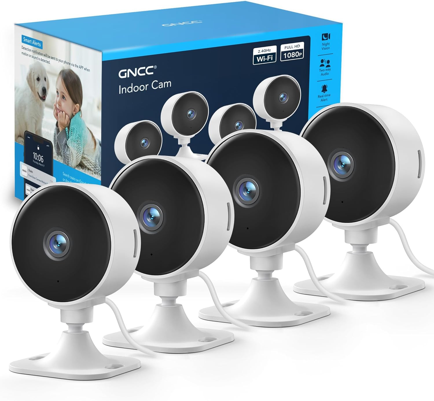 Kit 4 Telecamere WiFi Interno 1080P GC3 | Sicurezza Casa e Bambini