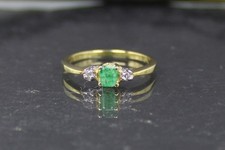Smaragd-Diamantring, Goldring, 585er Gelbgold...