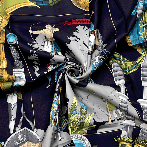 RARE Hermes Scarf SCOTLAND Carre Foulard 90cm Silk PHILIPPE LEDOUX - Picture 3 of 6