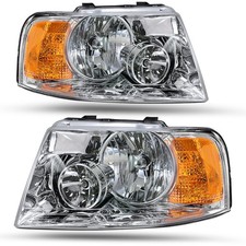 Headlight Assembly 03-06 Expedition Passenger Driver Chrome Amber Reflector
