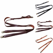 Stylish Leather H Back Suspenders with Brass Hooks for Men's Jean Suit