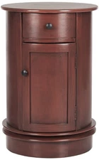 American Homes Collection Tabitha Vintage Grey Oval Swivel Storage End Table