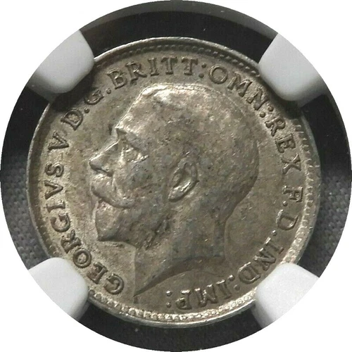 elf  Great Britain 3 Pence 1919 Silver  George V  Maundy NGC AU55