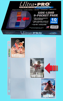 10 ULTRA PRO Premium 9-Pocket SIDE LOAD Pages New Binder Album sideloading ccg