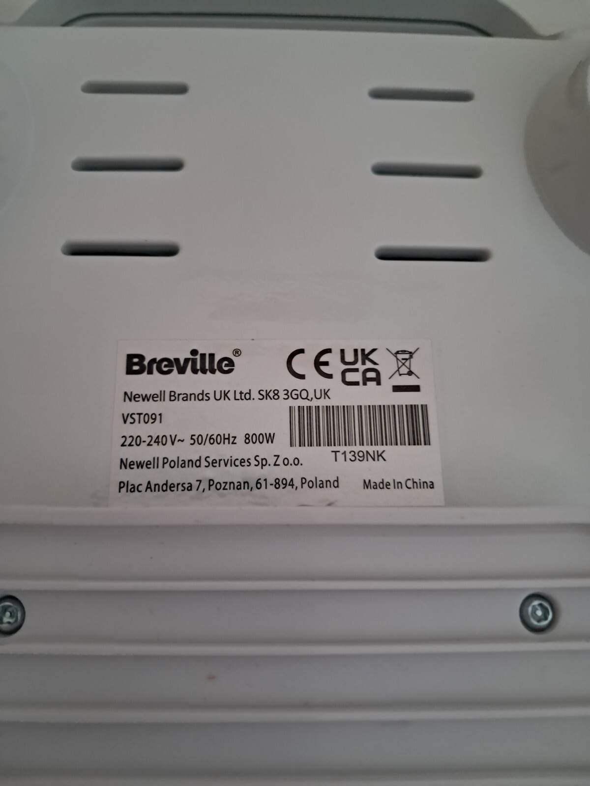 Breville VST091 Sandwich Toaster White 5060569673799 eBay