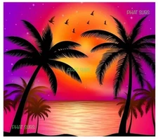 20oz Sublimation Tumbler Wrap Purple Beach Sunsets Ready To Press Heat Transfer