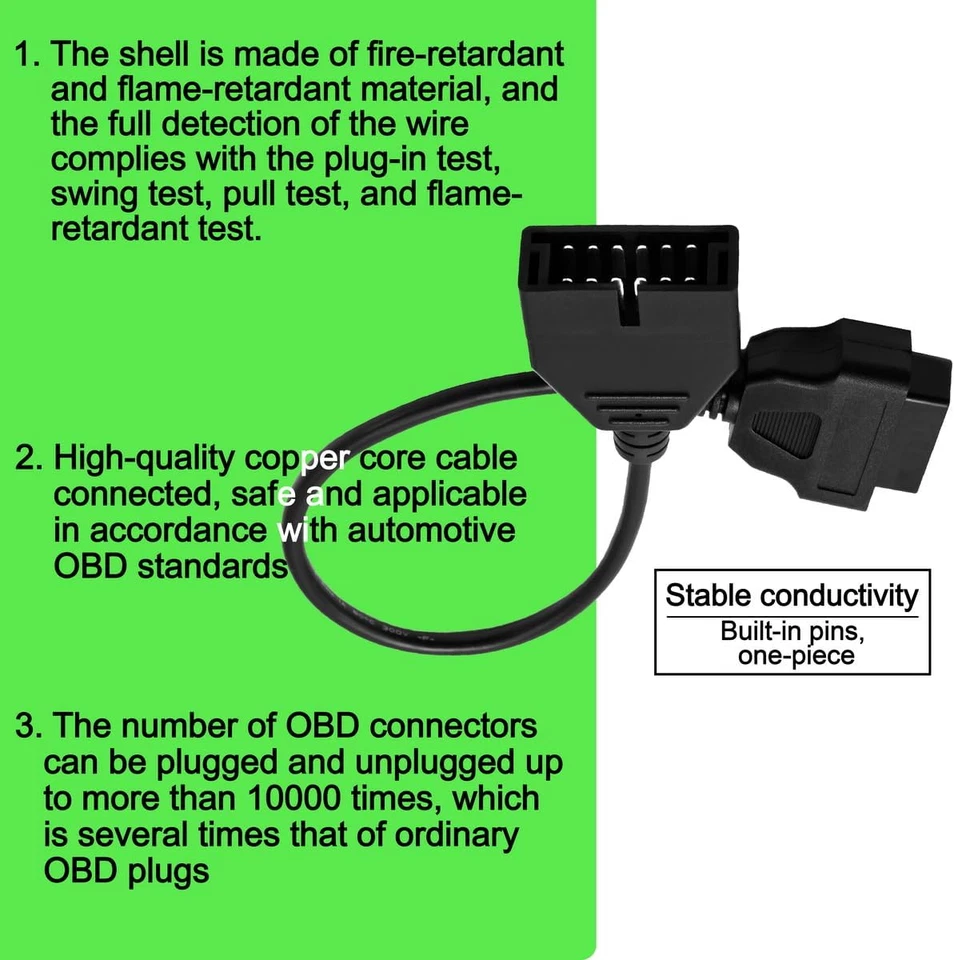 12 Pin OBD1 to 16 Pin OBD2 Diagnostic Scanner Convertor Adapter Cable Compatible - Immagine 4 di 4