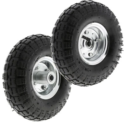 QUALTEX 2 x 10" Pneumatic Sack Truck Trolley Wheel Barrow Tyre Tyres Wheels 4.10/3.5-4.0