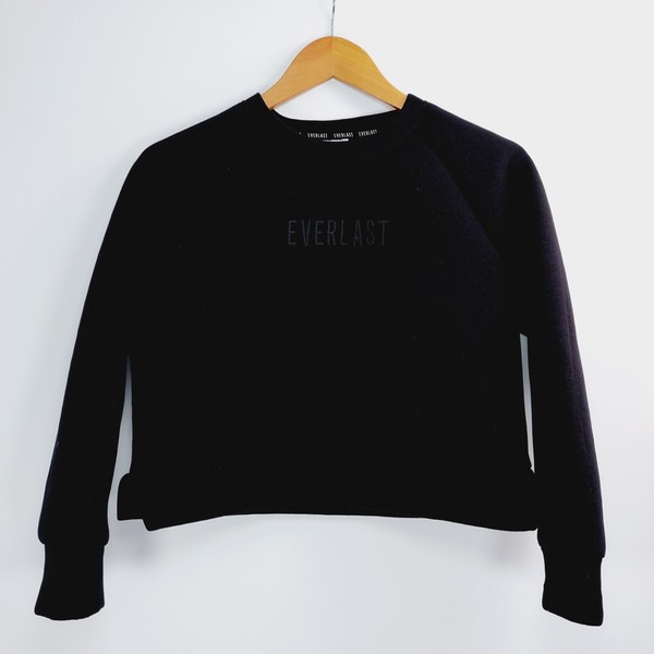 Everlast Jumper Women’s Size 12 Cropped Sweatshirt Black Long Sleeve Top Active