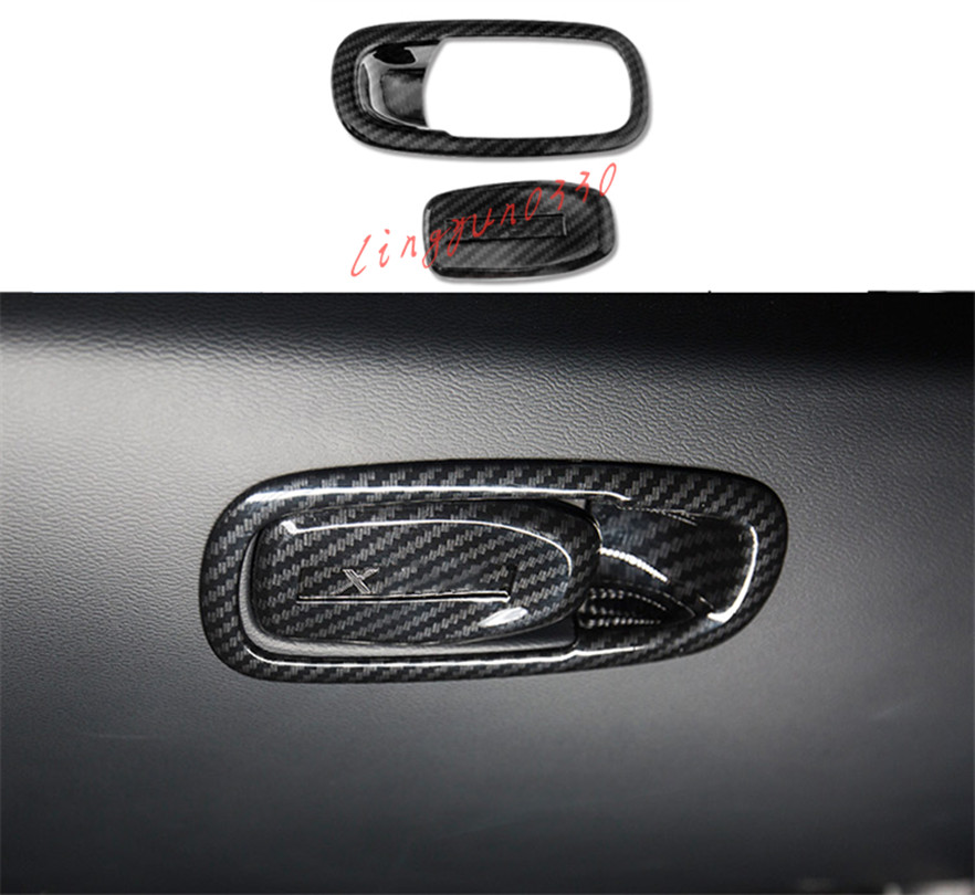 For Volvo XC60 2018-2021 ABS Carbon Fiber Inner Storage Box Handle Cover Trim