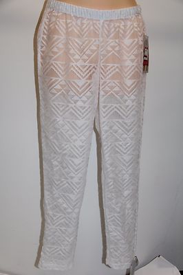 NWT Miken Swim Swimsuit Cover Up Pants Size S Bright White Narrow Down ...