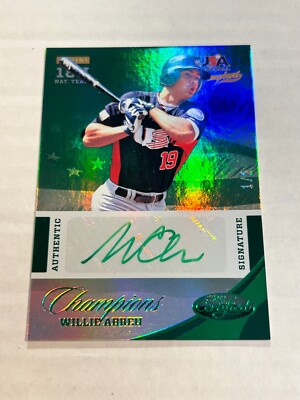 2013 PANINI STARS & STRIPES WILLIE ABREU 1/2 GREEN CERTIFIED CHAMPIONS AUTO SSP 