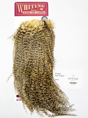 Whiting Farms - Coq de Leon Rooster Saddle - Grizzly Pale Yellow - Silver Grade
