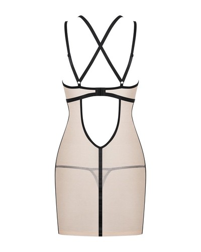 Obsessive Nudelia Chemise and Thong Set Nude with Golden Thread Size L/XL - Picture 5 of 5