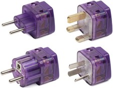 4X Travel Adapter Plug for ASIA VIETNAM CAMBODIA THAILAND Purple 2-Port SURGE 