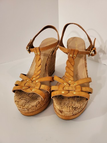 Para Mujer Color Camel Express Tacón Alto Sandalia Cuña De Corcho  Plataforma Zapatos Talla 8 | eBay