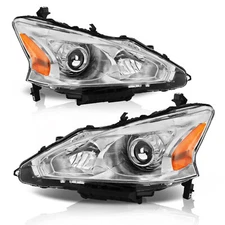 Headlights Assembly For 2013-2015 Nissan Altima Sedan Chrome Left+ Right Side