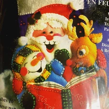 Santa Reading with Friends 16" Christmas Stocking Design Works Kit 5028 Felt