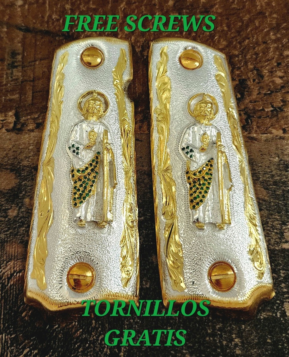 Grips cachas San judas Zircons 1911 full size custom gun pistol