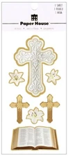 Crosses, foiled scrapbook stickers - Paper House STFE-0065