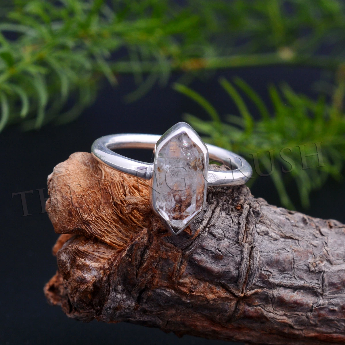 Natural Herkimer Diamond Silver Ring Raw Diamond Crystal Rings Herkimer  Diamond | eBay