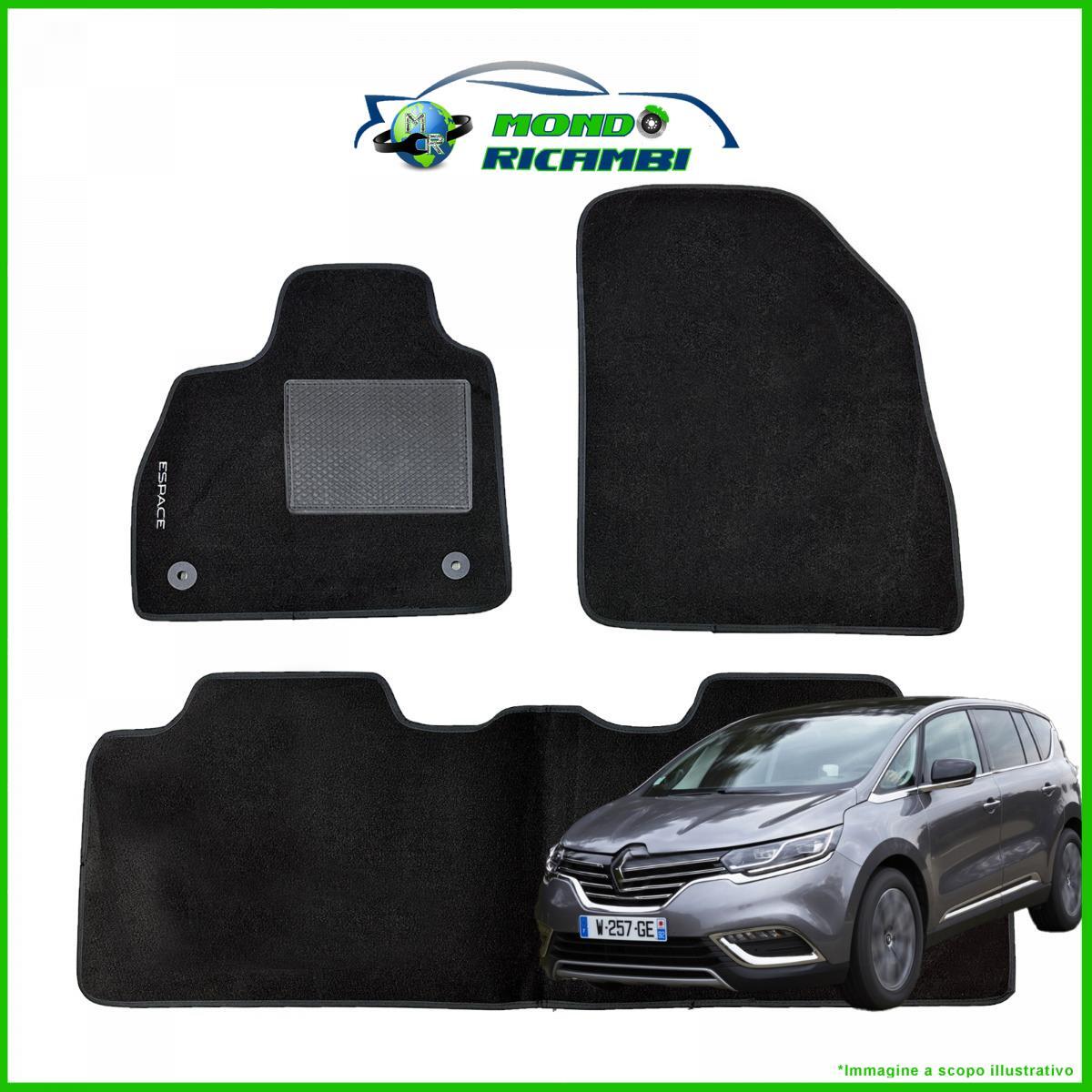 Set Tappetini Renault Espace V 2015+ - Moquette Nera Facile Pulizia
