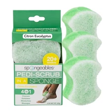 Spongables Pedi Scrub Foot Exfoliating 20+ Wash Sponge, Citron Eucalyptus, 3 ...
