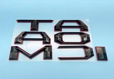 RAISED PLASTC TAILGATE LETTERS INSERT FOR TOYOTA TACOMA 2024+ Black with RED